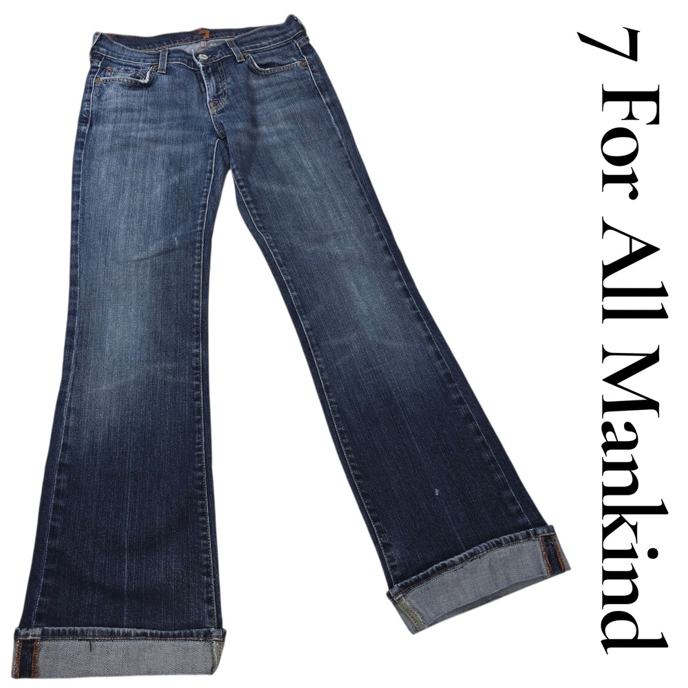 7 For All Mankind Bootcut Jeans Dark Med Wash Size 26 Cuffed‎